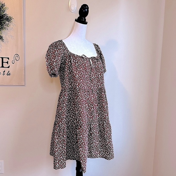 NWT Anthropologie LACAUSA Playa Mini Dress in Cocoa Mushroom Print Size Medium - Picture 3 of 15
